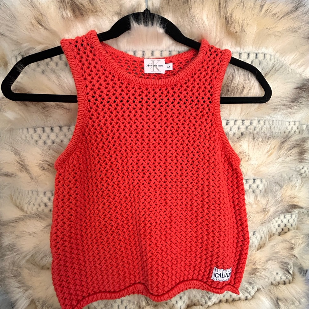 Authentic Vintage 90’s Cropped Knit Tank Top from Calvin Klein